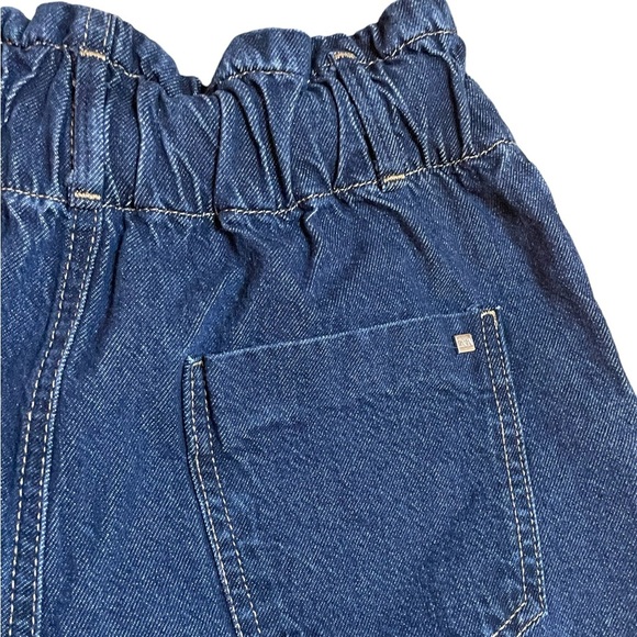 ZARA Denim Jeans Paper Bag Raw Hem size 2 Elastic Baggy High Rise Summer Fall - Picture 4 of 7